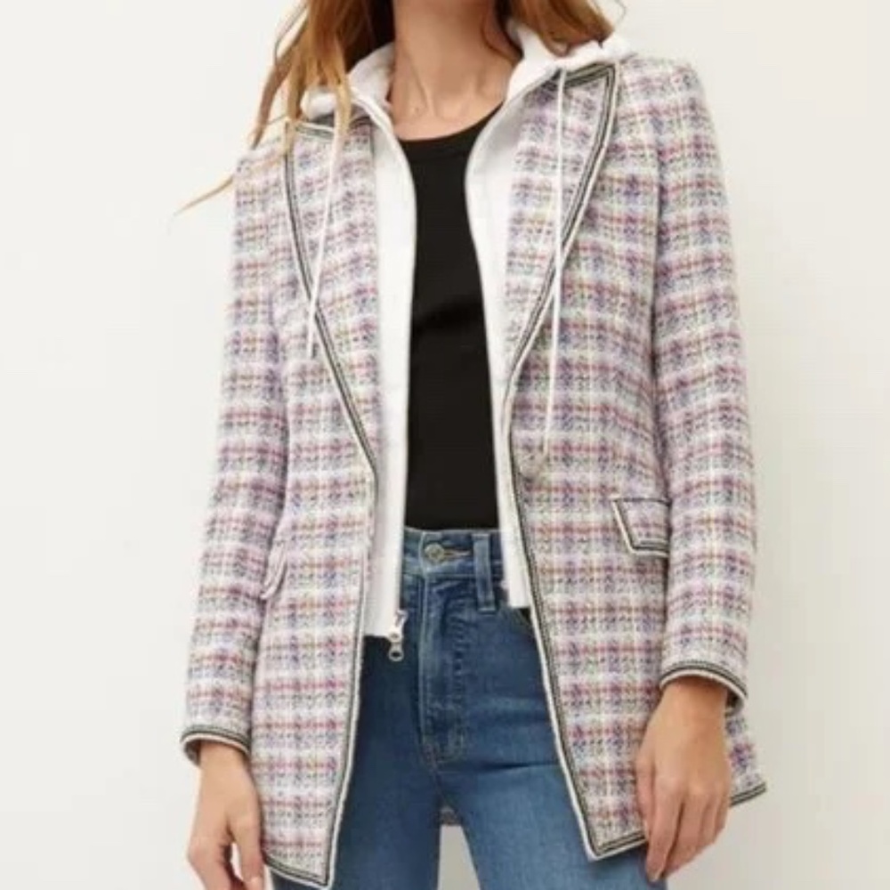 VERONICA BEARD Etney Tweed Dickey Jacket  Light Lavender Multi-Color 0 NWT